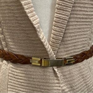 Gold and Brown Vintage Leather Belt Size small medium